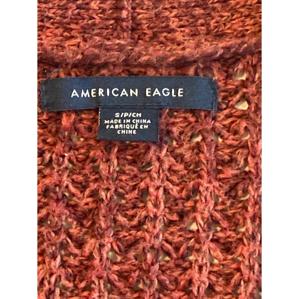 American Eagle Womens Rust Red Marl Knit Button Front‎ Cardigan Sweater Small